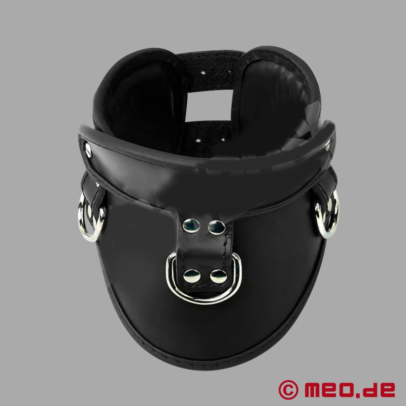 BDSM Posture Collar svart skinn, låsbar