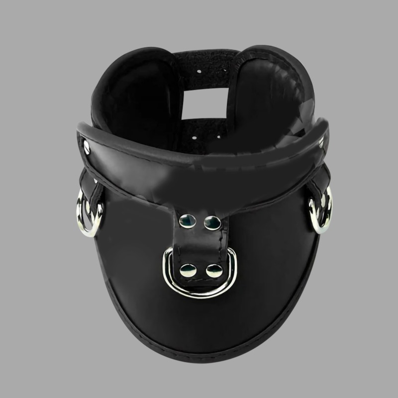 БДСМ Posture Collar из черной кожи, закрывается на замок - 2