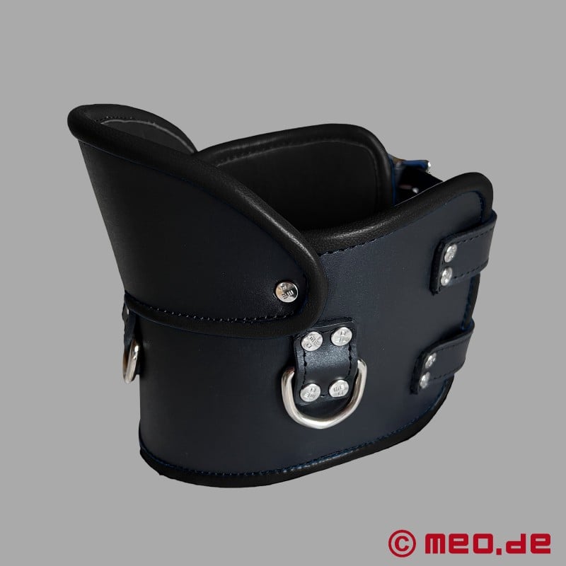 BDSM Posture Collar made of black leather, lockable