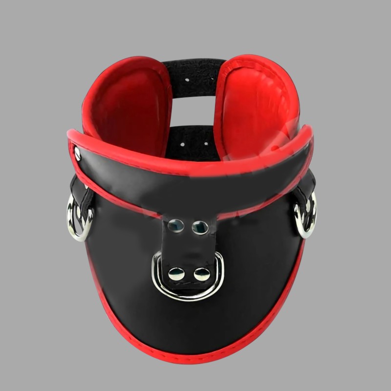 Deriden yapılmış BDSM Posture Collar - siyah/kırmızı - 4