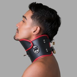BDSM Posture Collar nahasta - must/punane - Thumbnail