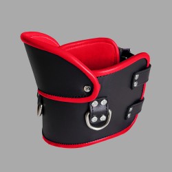 Collar de Postura BDSM de cuero - negro/rojo - Thumbnail