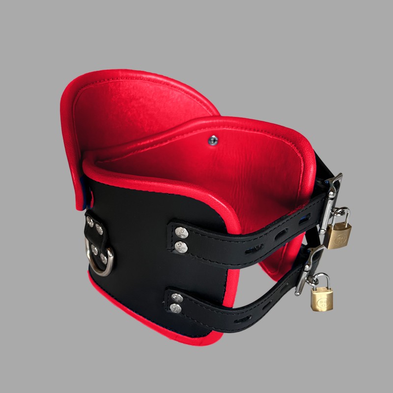 BDSM Posture Collar nahasta - must/punane - 6