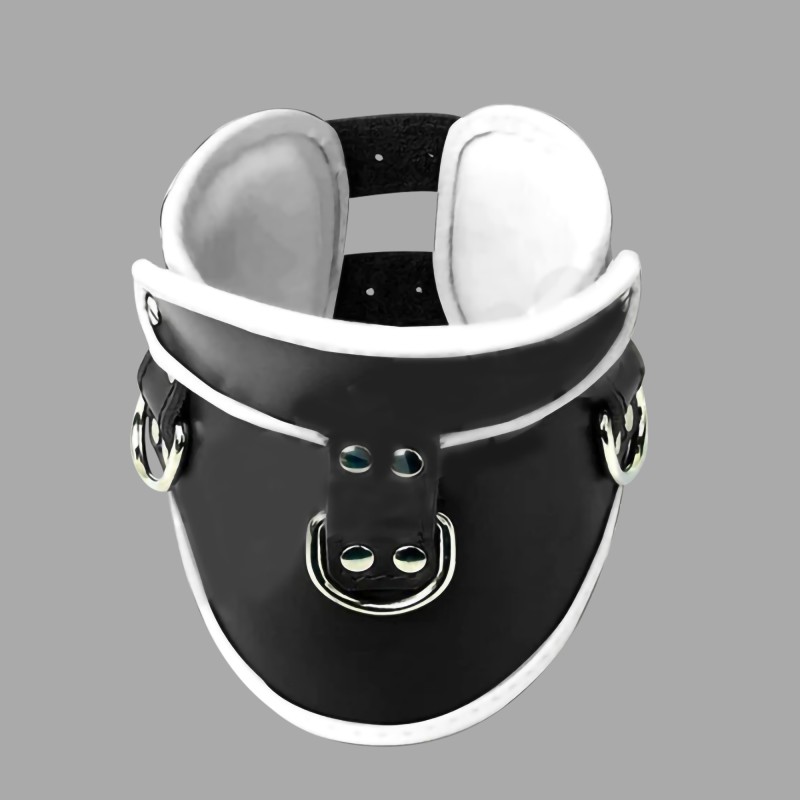 БДСМ Posture Collar из кожи - черный/белый - 4