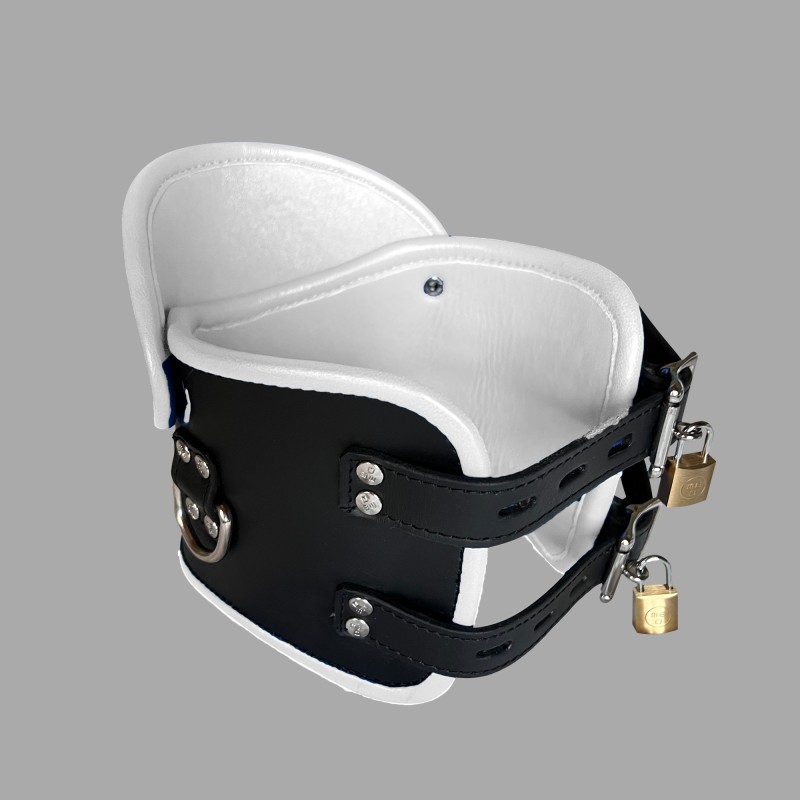 БДСМ Posture Collar из кожи - черный/белый - 6