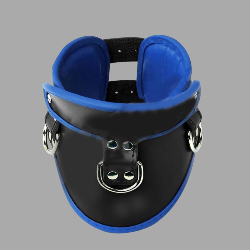 Låsbar Posture Collar i læder - sort/blå - 4