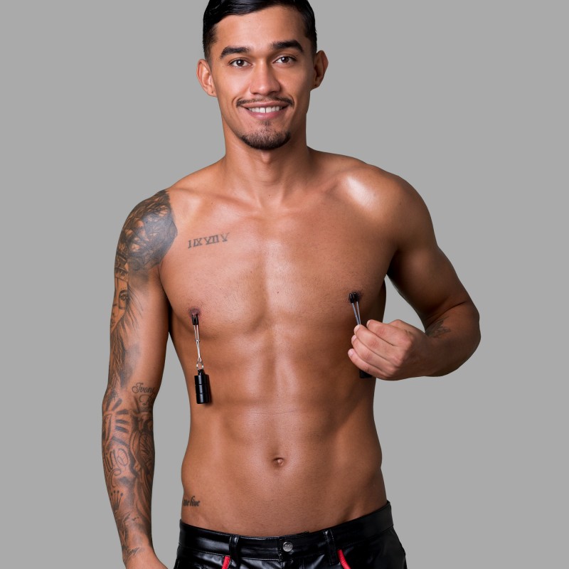 BDSM Nipple Clamps with Weights - 1