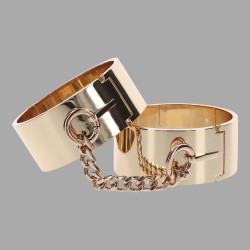 Luxusní kovová pouta na ruce, zlato - Thumbnail
