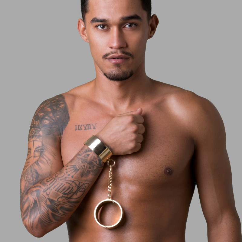 Luxusní kovová pouta na ruce, zlatá - 3