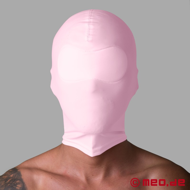 Rosa Fetischmaske BDSM - Blickdichte Maske aus Spandex