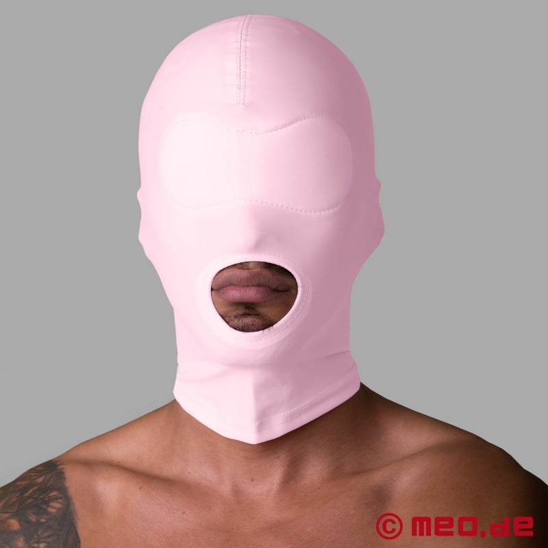 Pembe fetiş maske - ağız açıklığı olan spandex maske