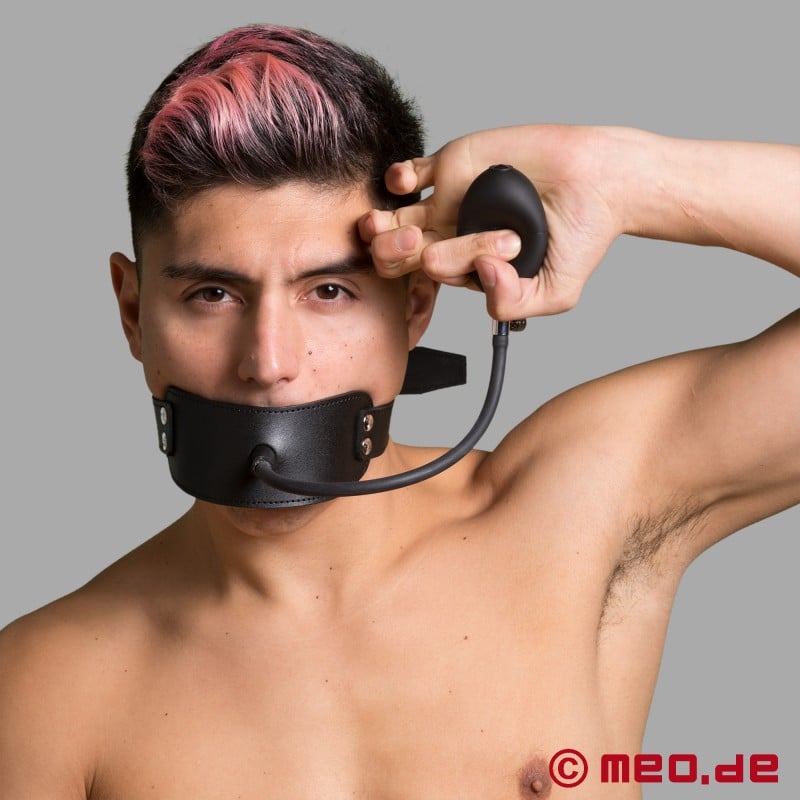 Inflatable Leather and Silicone Gag