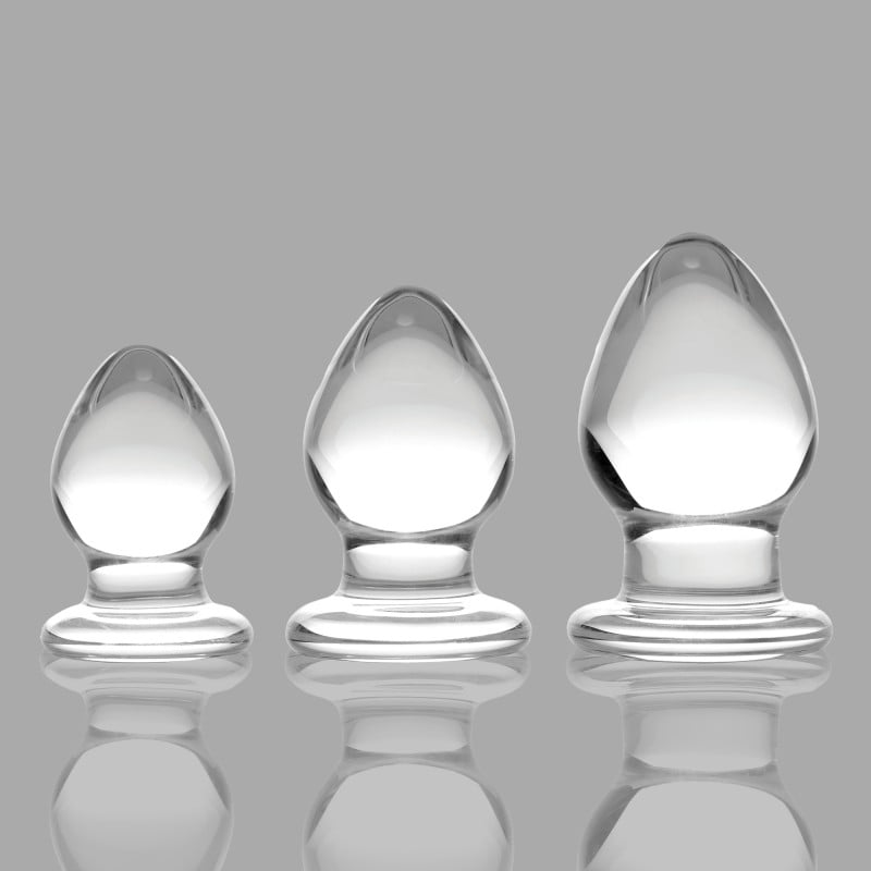 3 Piece Set - Glass Anal Plugs - Kong