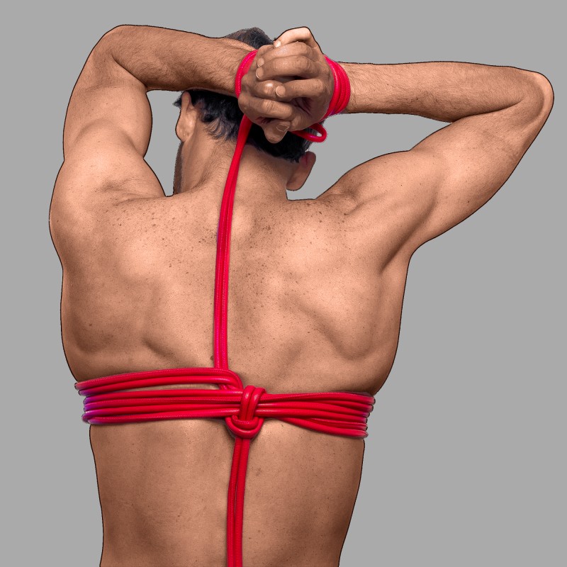 Corda Shibari para bondage em pele - vermelho