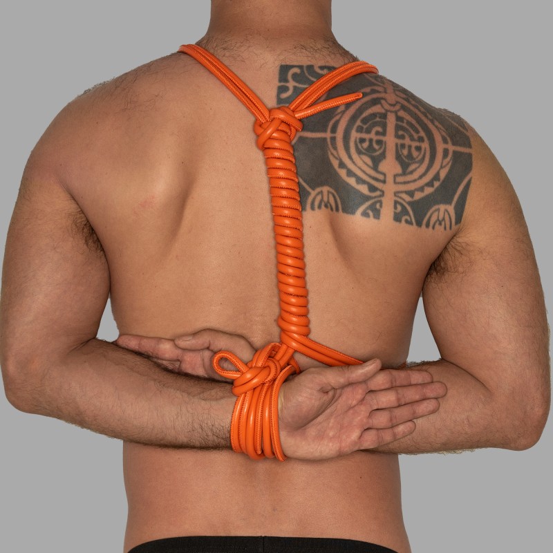 Corda de bondage em pele Shibari - laranja