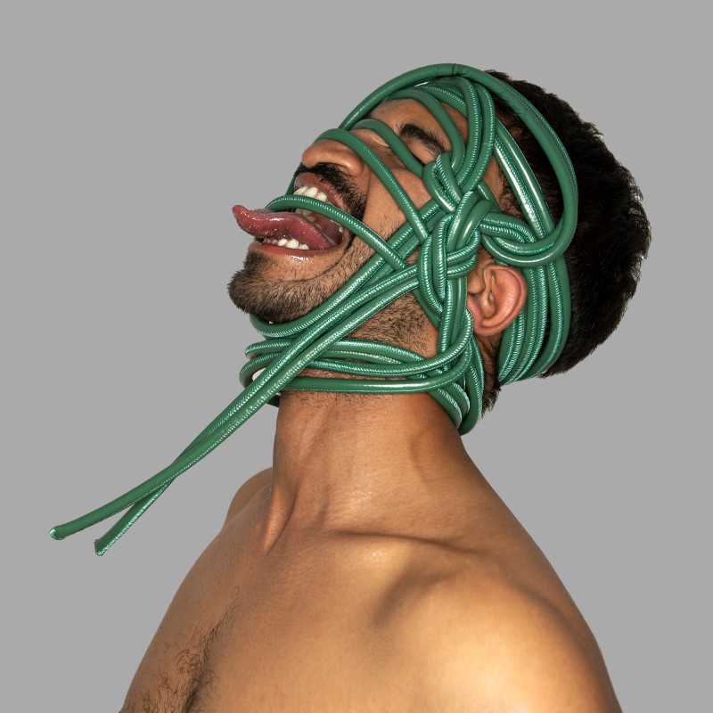 Corda de bondage em pele Shibari - verde