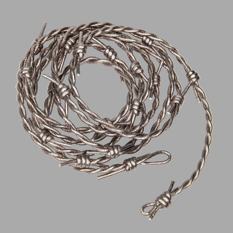 Corde de bondage Shibari dorée en cuir au look de fil de fer barbelé