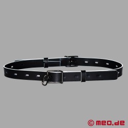 Ceinture de bondage en cuir de veau - noir/blanc - Thumbnail
