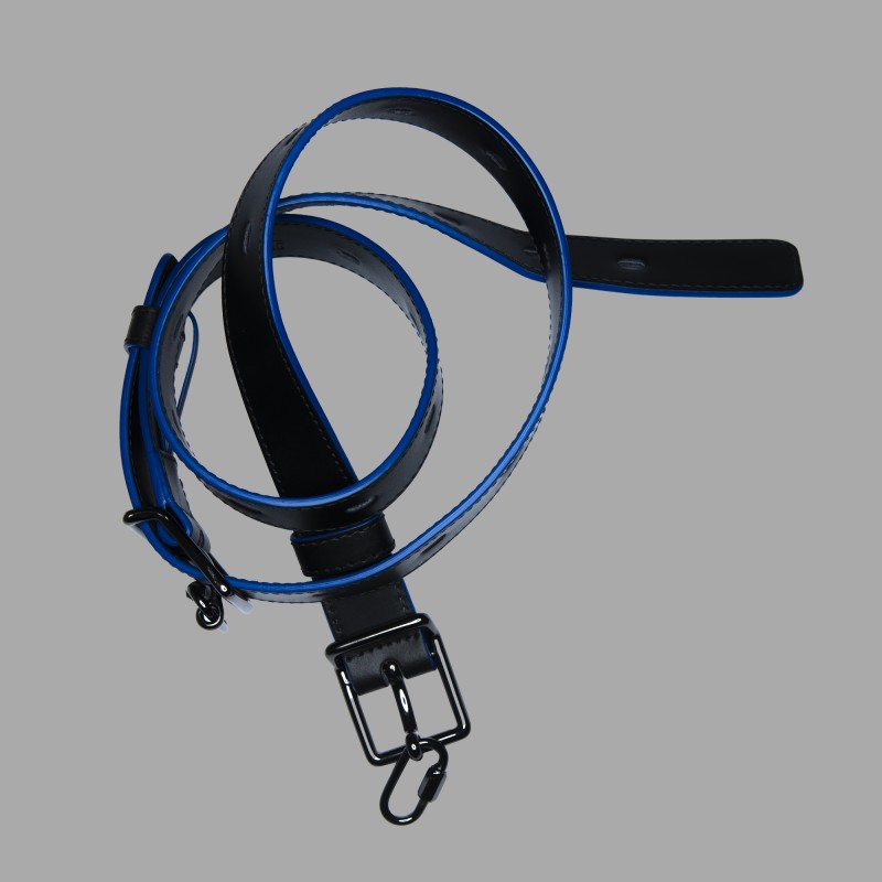 Ceinture de bondage en cuir de veau - noir/bleu