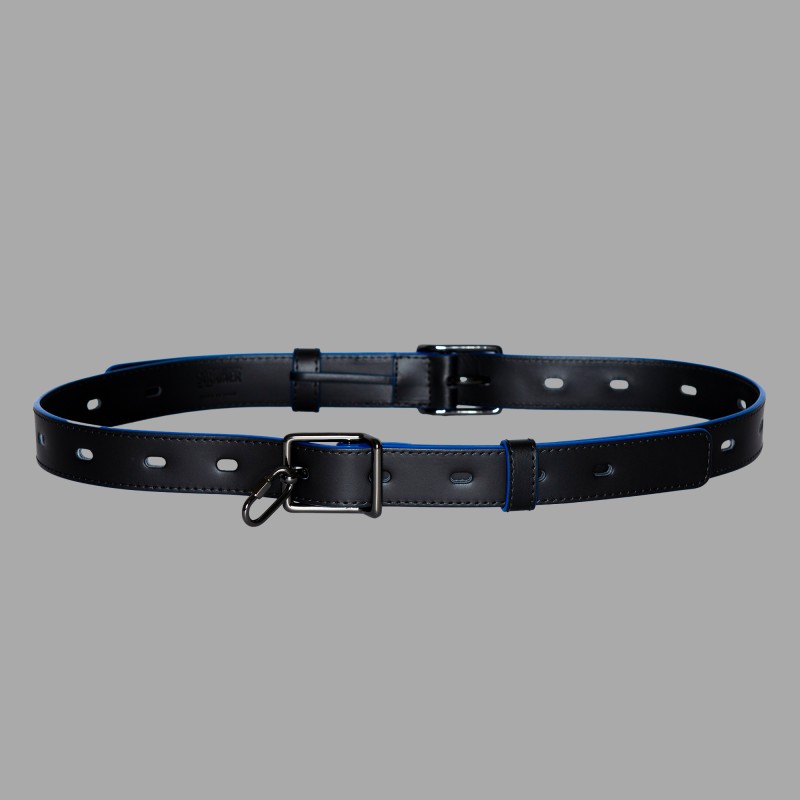 Bondage-Gürtel aus Kalbsleder – schwarz/blau