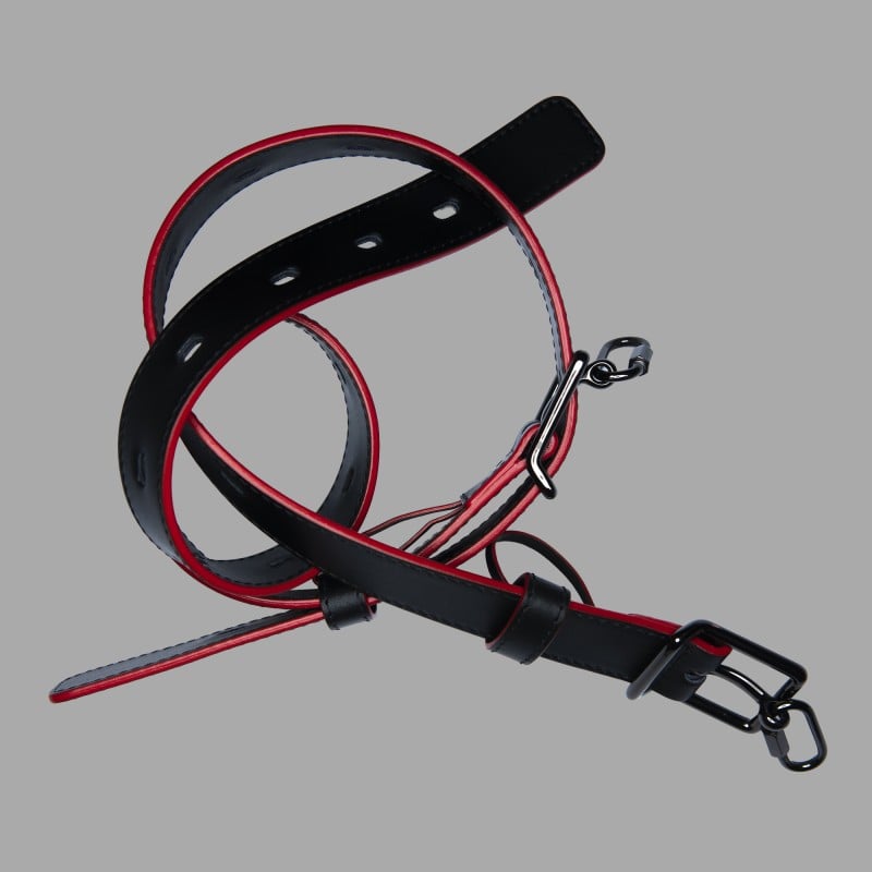 Ceinture de bondage en cuir de veau - noir/rouge