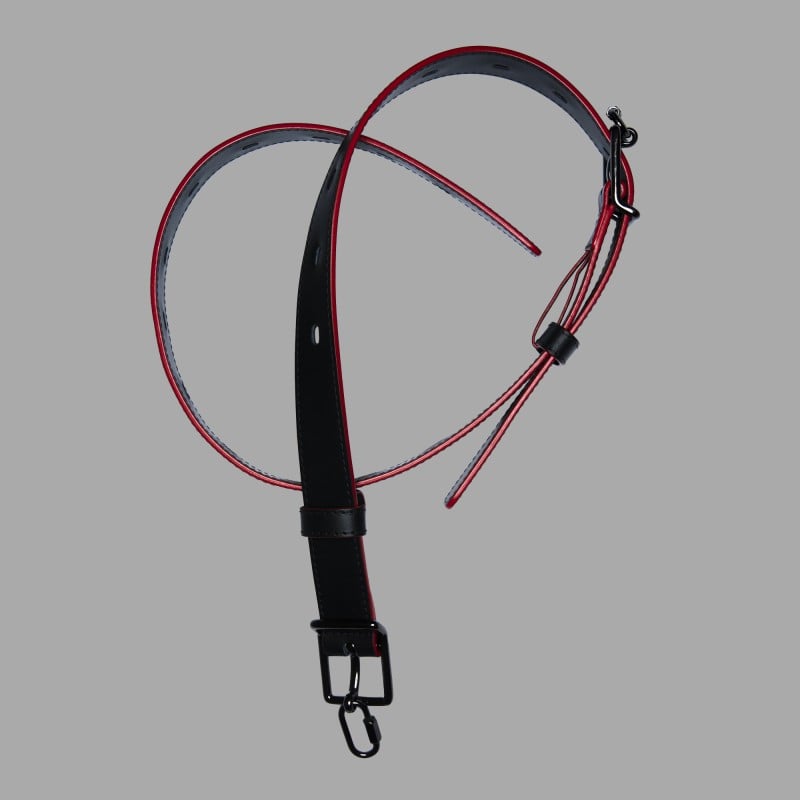 Ceinture de bondage en cuir de veau - noir/rouge