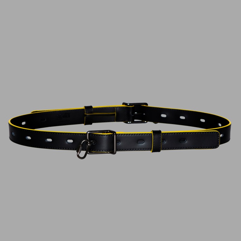 Calfskin Bondage Belt - Black/Yellow