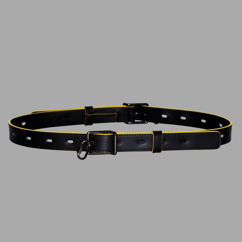 Cinto Bondage em pele de bezerro - Preto/Amarelo