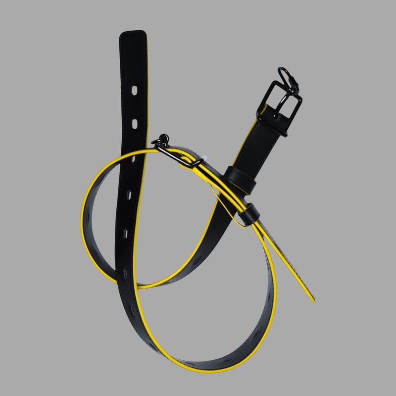 Ceinture de bondage en cuir de veau - noir/jaune