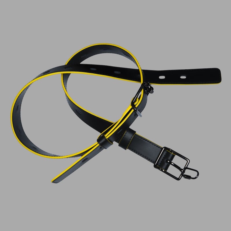 Ceinture de bondage en cuir de veau - noir/jaune