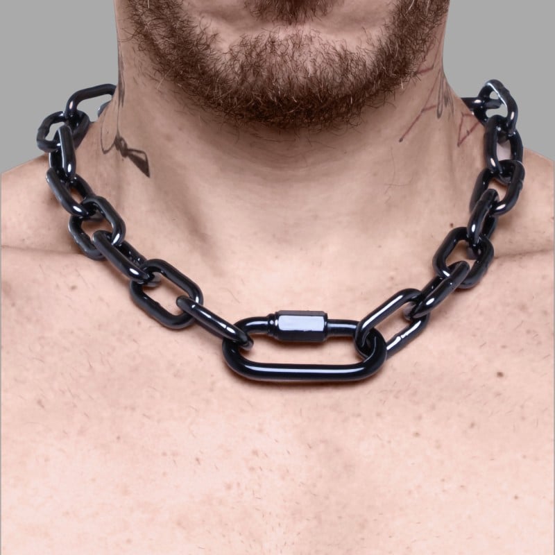 Collier BDSM en chaîne - Ruthénium