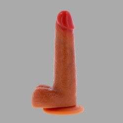 Realistic Dildo with Foreskin - 7.1" (18 cm) Dual Density Silicone Cock with Balls - Thumbnail