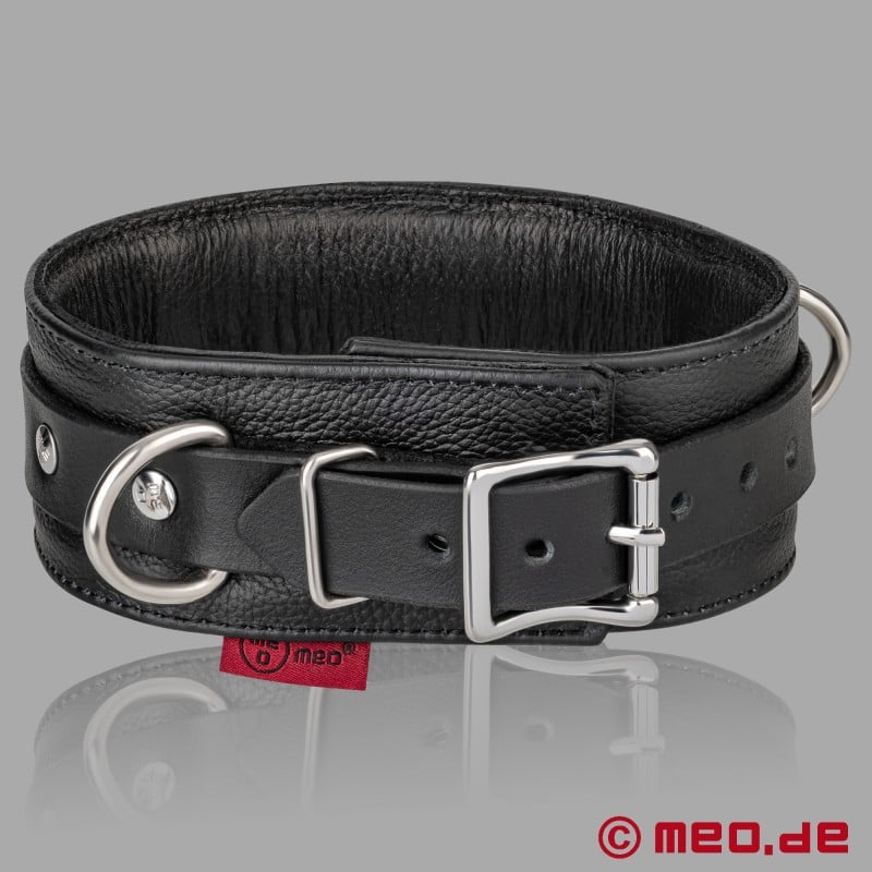 BDSM-halsband av pelle - bredare version