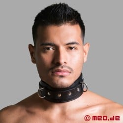 BDSM-halsband av pelle - bredare version