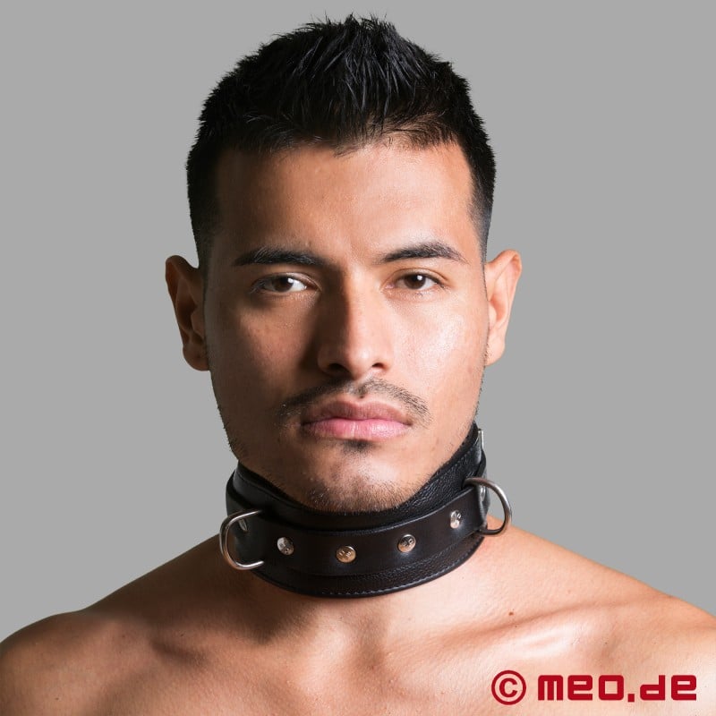 Collar BDSM de cuero - versión más ancha