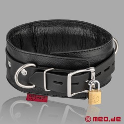  Abschließbares Bondage-Halsband aus Leder - Breite Ausführung