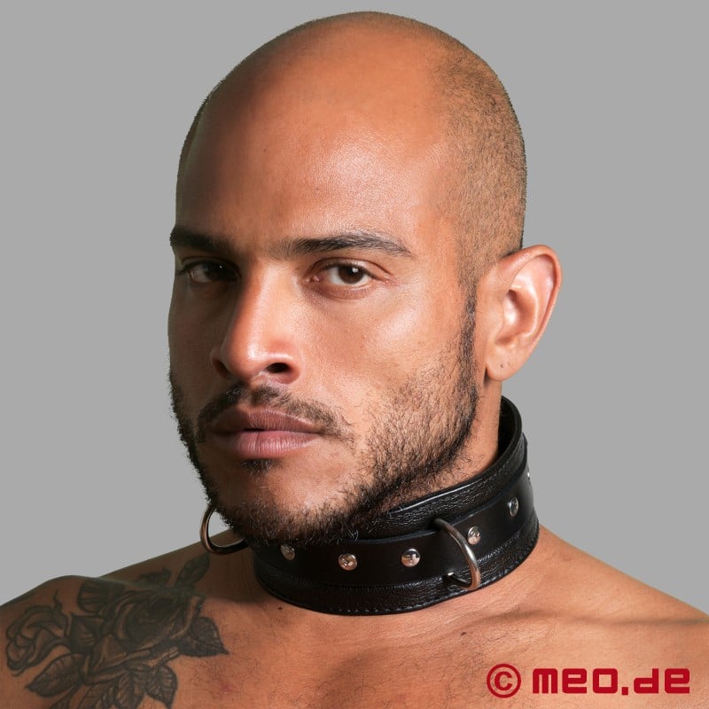 Lockable Leather Bondage Collar - wide version