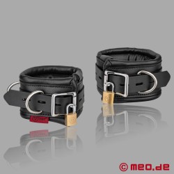 Padded Leather Lockable Ankle Cuffs - Black Berlin Collection