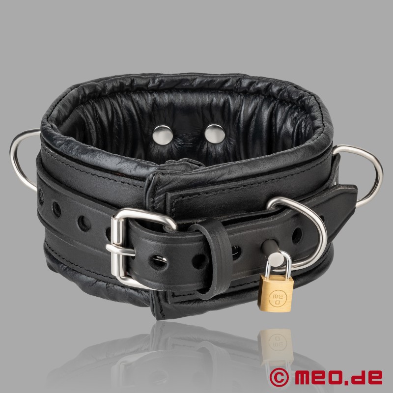 BDSM halsband van pelle met D-ringen - San Francisco collectie