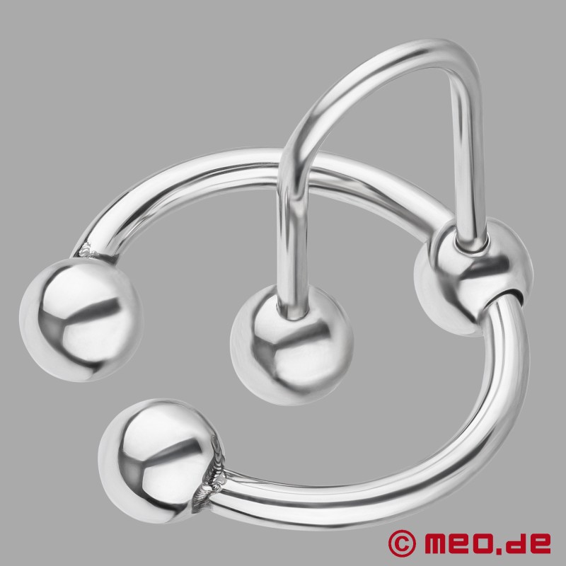Inel pentru gland Combo Sperm Stopper de la MEO - Inel pentru gland Horseshoe cu Cum Plug