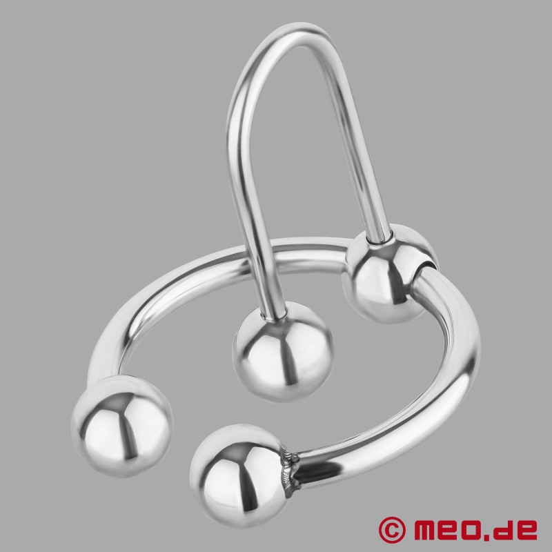 Inel pentru gland Combo Sperm Stopper de la MEO - Inel pentru gland Horseshoe cu Cum Plug