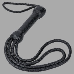 The Disciplinarian™ - Fouet BDSM à double boucle en cuir noir