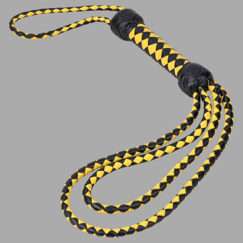 The Disciplinarian™ - Schlaufenpeitsche aus schwarzem und gelbem Leder - 1