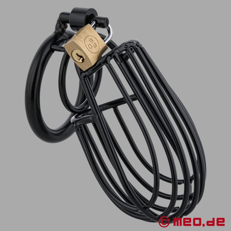 "NoPacha 700" - Klasikinis metalinis chastity cage, padengtas juoda danga - 2