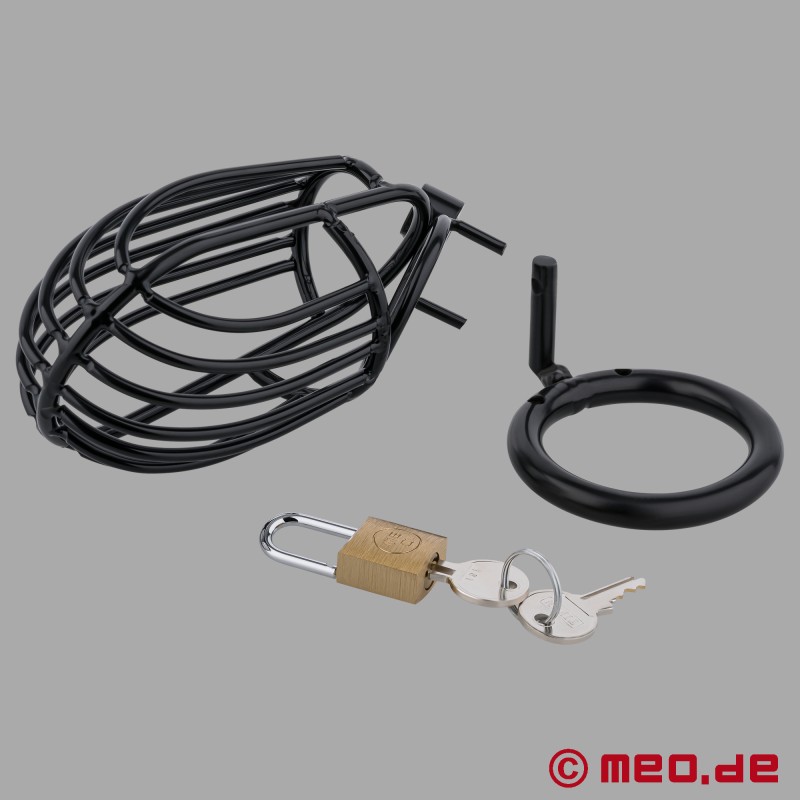 NoPacha 700 - Gaiola clássica de metal para o pénis, revestida a preto - 3