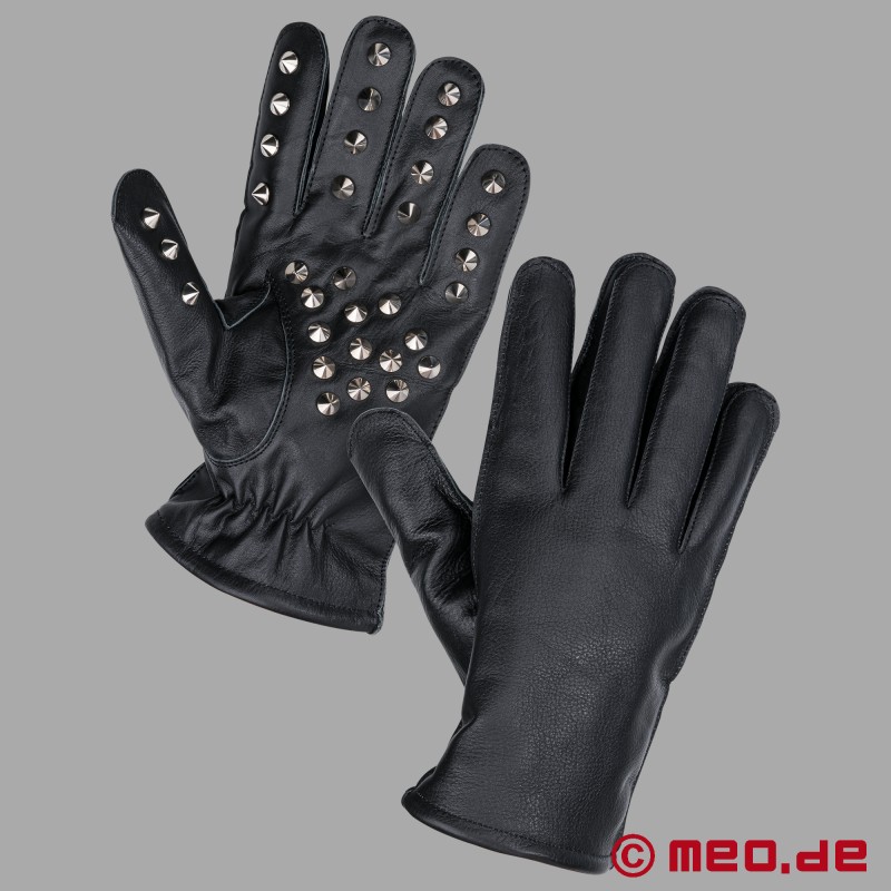 BDSM odinės pirštinės su spygliais
