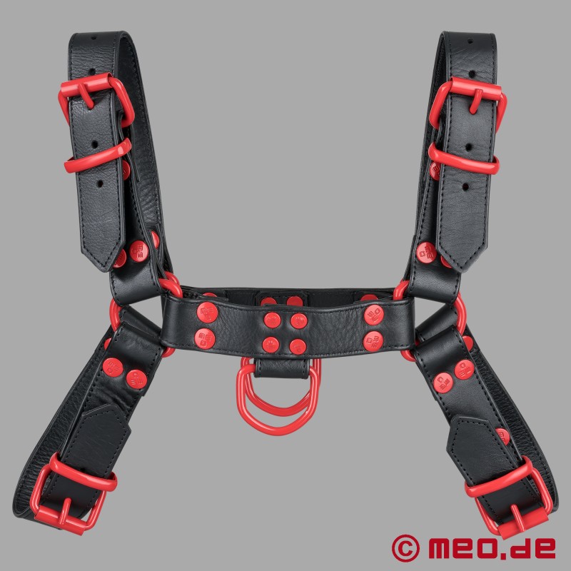 男性用レザーハーネス - ブラック/レッド - FetishGear™ by MEO® (フェティッシュギア) - 2