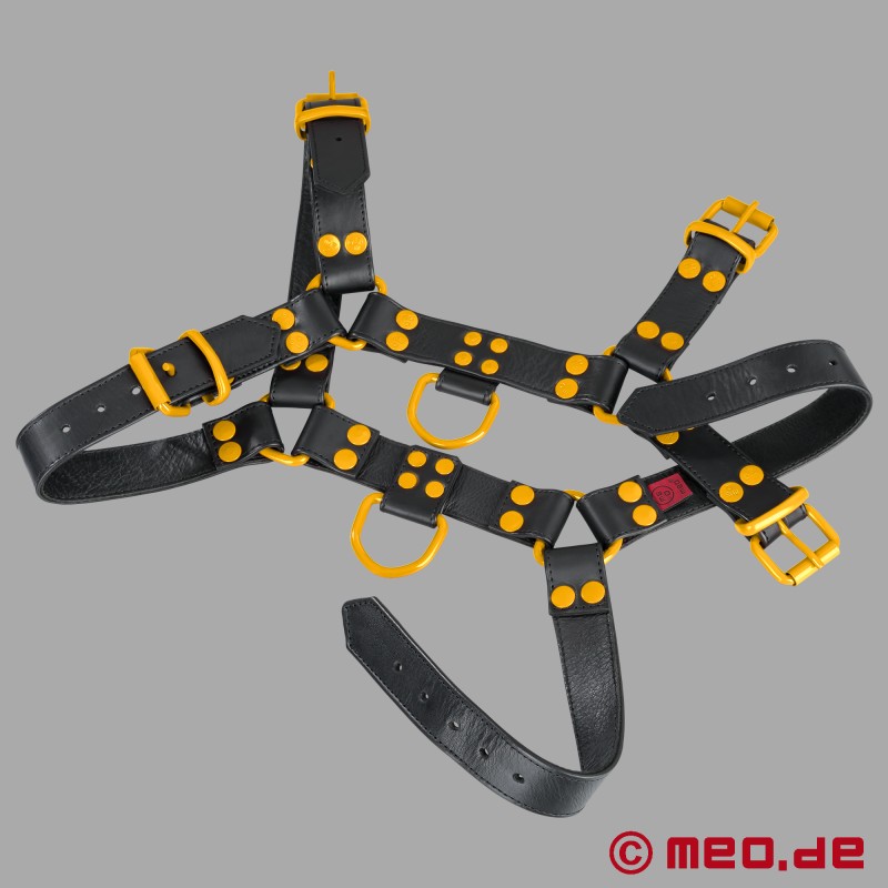 Kožený postroj pro muže - černý/žlutý - FetishGear™ by MEO® - 4