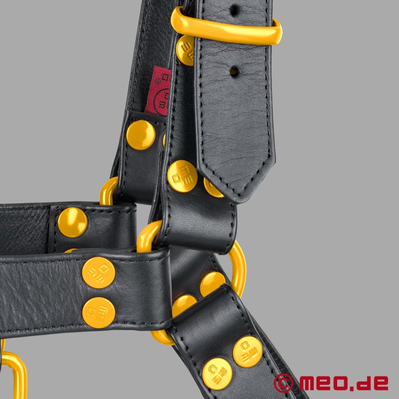 Lærsele for menn - svart/gul - FetishGear™ by MEO® - 5