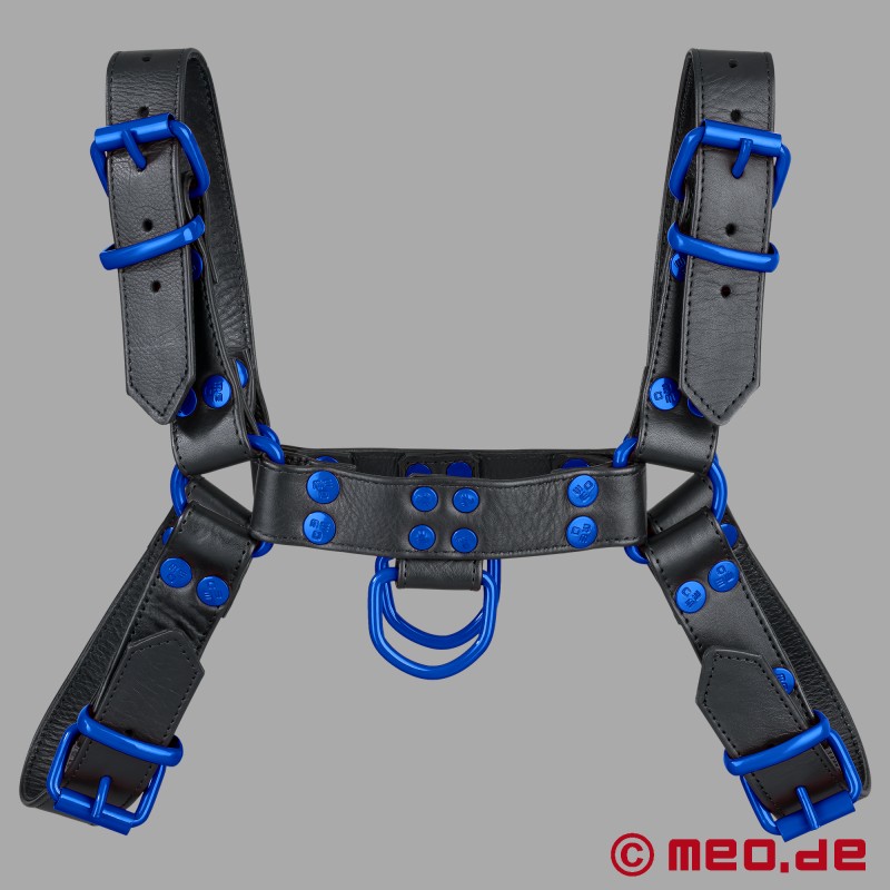 Lederharness für Männer – schwarz/blau – FetishGear™ by MEO® - 2